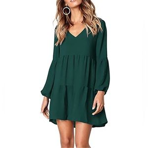 Amoretu Women’s Tunic Dress V Neck Casual Flowy Swing Shift Size Small